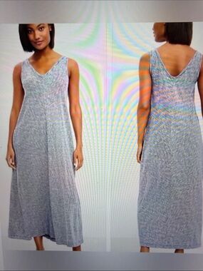 Lou & Grey 100% Cotton Maxi Casual Beach Vacay Dress XL Navy & White Stripe